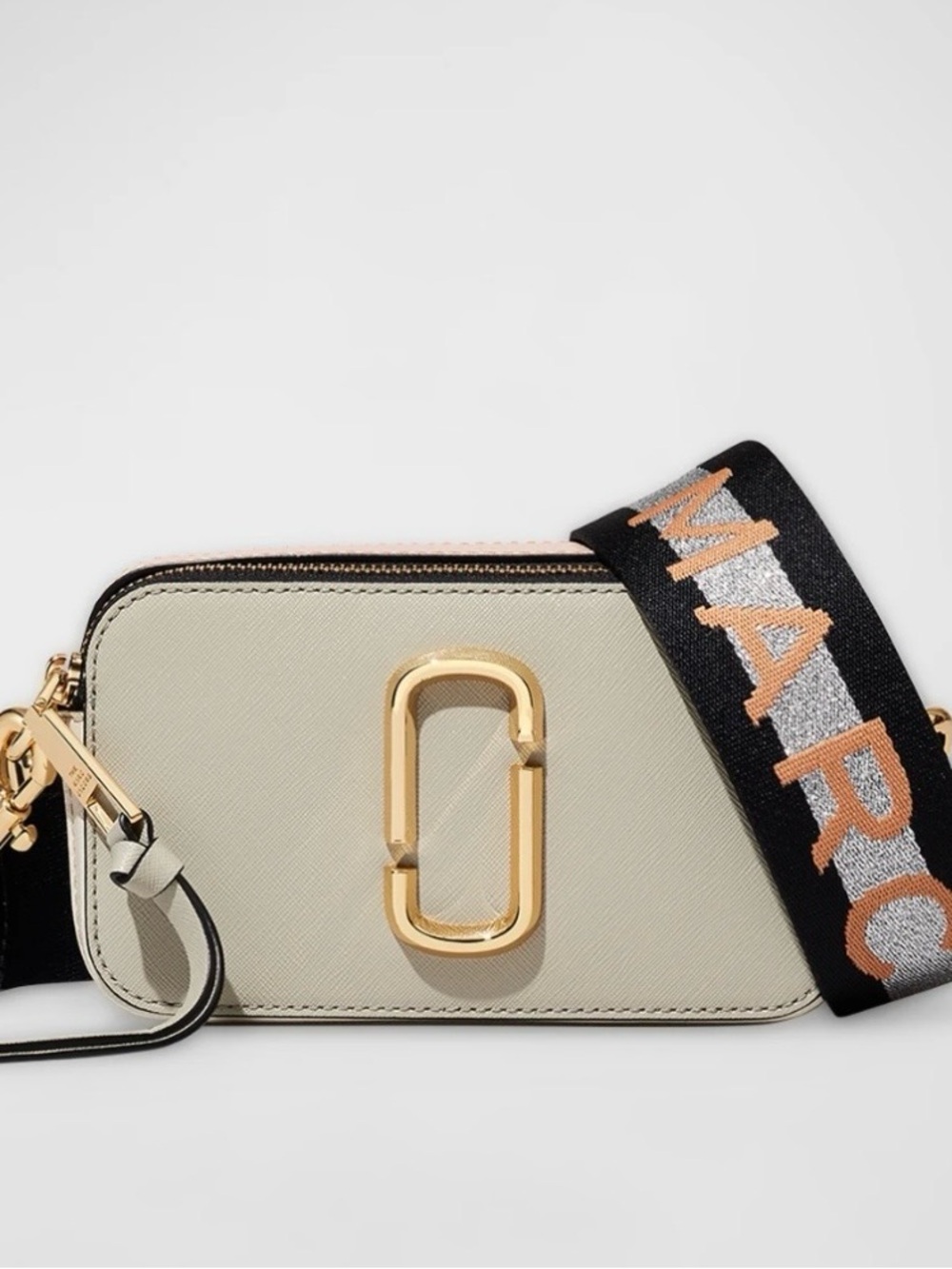 Marc Jacobs Ivory Snapshot Camera Bag with Black Logo Strap